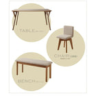 ダイニング 4人 4点セット テーブル+チェア2脚+ベンチ1脚 W140 回転チェア付き