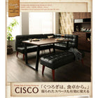 ダイニング4点セット テーブル+ソファ1脚+アームソファ1脚+スツール1脚 右アーム W120 ヴィンテージスタイル