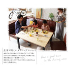 ダイニングセット 5人 4点セット テーブル+ソファ1脚+アームソファ1脚+ベンチ1脚 右アーム W120 西海岸テイスト