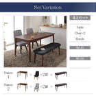 ダイニング 5点セット(テーブル+チェア4) W150 北欧 おしゃれ 回転チェア