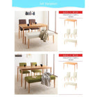 ダイニング4点セット(テーブル+チェア2脚+ベンチ1脚) W120 洗えるカバーリング