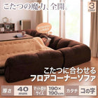 こたつ用フロアコーナーソファ コの字 マット部分サイズ 190×190cm 厚さ40mm