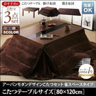 こたつ 3点セット テーブル+掛 敷布団 4尺 長方形 80×120 こたつ 省スペース