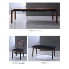 伸縮式 ダイニング 4点セット テーブル + チェア2脚 + ベンチ1脚 W140-240 ハイ バックチェア ウォールナット材