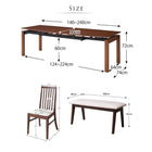 伸縮式 ダイニング 4点セット テーブル + チェア2脚 + ベンチ1脚 W140-240 ハイ バックチェア ウォールナット材