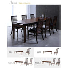 伸縮式 ダイニング 9点セット テーブル + チェア8脚 W140-240 ハイ バックチェア ウォールナット材