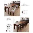 ダイニング 4点セット テーブル + チェア2脚 + ベンチ1脚 W140-240 天然木 ウォールナット材 伸縮