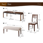 ダイニング 8点セット テーブル + チェア6脚 + ベンチ1脚 W140-240 天然木 ウォールナット材 伸縮