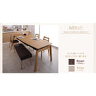 ダイニング 8点セット テーブル + チェア6脚 + ベンチ1脚 W140-240 天然木オーク材 スライド伸縮式