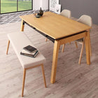 ダイニング4点セット(テーブル+チェア2脚+ベンチ1脚) W140-240 オーク材 スライド伸縮式