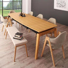 ダイニング8点セット(テーブル+チェア6脚+ベンチ1脚) W140-240 オーク材 スライド伸縮式