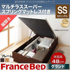 ベッド ガス式跳ね上げ セミシングル マットレス付き フランスベッド マルチラススーパースプリング 縦開き 深さグランド お客様組立
