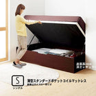 ベッド ガス式跳ね上げ シングル 薄型スタンダードポケットコイル 横開き 深さ レギュラー お客様組立