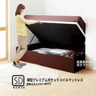 ベッド 収納 ガス式跳ね上げ セミダブル 薄型プレミアムポケットコイル 横開き 深さ ラージ お客様組立