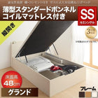 ベッド ガス式跳ね上げ セミシングル 薄型スタンダードボンネルコイル 縦開き 深さグランド