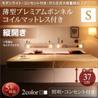 ガス圧式跳ね上げベッド 薄型プレミアムボンネルコイル 縦開き シングル 深さラージ