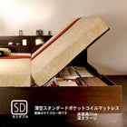 ガス圧式跳ね上げベッド 薄型スタンダードポケットコイル 横開き セミダブル 深さラージ