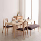 伸縮テーブル ダイニングセッ 6点セット テーブル+チェア4脚+ベンチ1脚 W135-235 最大235cm スライド伸縮