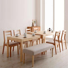 伸縮テーブル ダイニングセット 8点セット テーブル+チェア6脚+ベンチ1脚 W135-235 最大235cm スライド伸縮