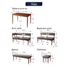 ダイニングセット 5人 4点セット テーブル+ソファ1脚+アームソファ1脚+ベンチ1脚 ナチュラル W150