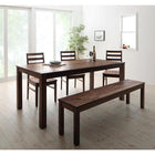 ダイニング 6点セット(テーブル+チェア4+ベンチ1) オーク PVC座 W180 総無垢材 ワイド