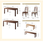 ダイニング 7点セット(テーブル+チェア6) ウォールナット 板座 W180 総無垢材 ワイド