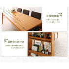 ダイニングテーブル 単品 W120-180 3段階伸長式 エクステンション 収納ラック付