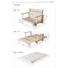 ソファベッド 伸縮型 天然木すのこ 敷布団利用 フレームのみ 幅140cm おしゃれ