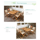 ガーデンファニチャー 5点セット テーブル + チェア4脚 チェア肘付き W120 アカシア 天然木 折りたたみ式 ナチュラル