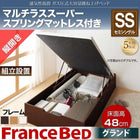 ベッド ガス式跳ね上げ マットレス付き セミシングル フランスベッド マルチラススーパースプリング 縦開き 深さグランド 組立設置付