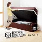 ベッド 収納 跳ね上げ セミダブル ガス圧式 薄型スタンダードポケットコイル横開き 深さ レギュラー 組立設置付