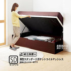 ベッド 収納 跳ね上げ セミダブル ガス圧式 薄型スタンダードポケットコイル横開き 深さ ラージ 組立設置付
