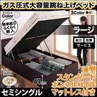 跳ね上げベッド 組立設置付 薄型スタンダードボンネルコイル 縦開き セミシングル 深さラージ