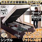 跳ね上げベッド 組立設置付 薄型スタンダードポケットコイル 縦開き シングル 深さラージ