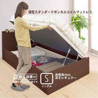 ベッド 跳ね上げ シングル 収納 薄型スタンダードボンネルコイル横開き 深さ レギュラー 組立設置付