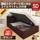 ベッド 収納 跳ね上げ セミダブル 薄型スタンダードボンネルコイル横開き 深さ グランド 組立設置付