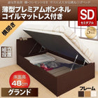 ベッド 収納 跳ね上げ セミダブル 薄型プレミアムボンネルコイル横開き 深さ グランド 組立設置付