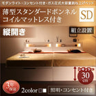 ガス圧式跳ね上げベッド 組立設置付 薄型スタンダードボンネルコイル 縦開き セミダブル 深さレギュラー