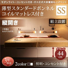 ガス圧式跳ね上げベッド 組立設置付 薄型スタンダードボンネルコイル 縦開き セミシングル 深さグランド