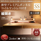 ガス圧式跳ね上げベッド 組立設置付 薄型プレミアムボンネルコイル 縦開き セミシングル 深さグランド