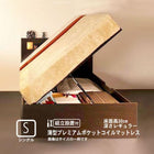 ガス圧式跳ね上げベッド 組立設置付 薄型プレミアムポケットコイル 横開き シングル 深さレギュラー