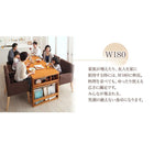 ダイニングテーブル 単品 W120-180 三段階伸長式 エクステンション 式 シェルフ付き