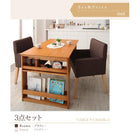 ダイニング 5点セット(テーブル+チェア4) W120-180 三段階伸長式 エクステンション式 シェルフ付き