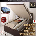 ベッド フランスベッド マルチラススーパースプリングマットレス付き 縦開き ガス式跳ね上げ セミダブル 深さグランド お客様組立