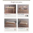 ダイニングセット 4点セット テーブル + チェア2脚 + ベンチ1脚 W135-235 北欧デザイン スライド伸縮