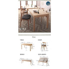 ダイニングセット 4点セット テーブル + チェア2脚 + ソファベンチ1脚 W135-235 北欧デザイン スライド伸縮