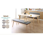 ダイニング 3点セット テーブル + チェア2脚 W80 北欧スタイル ソファベンチ