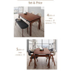 ダイニングテーブル W140-240 北欧 天然木ウォールナット材 伸縮ダイニングセット