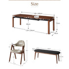 ダイニングセット 8点セット テーブル + チェア6脚 + ベンチ1脚 W140-240 北欧 天然木ウォールナット材 伸縮