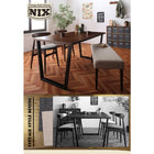 ダイニングセット 4点セット テーブル + チェア2脚 + ベンチ1脚 W150 ヴィンテージ スチール脚